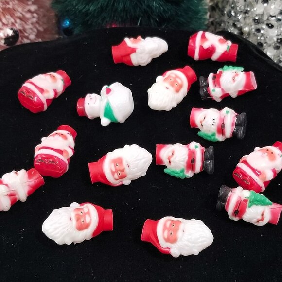 15 Vintage Celluloid Christmas Light Covers Figural Santa Snowman - Picture 2 of 2